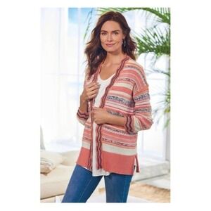Soft Surroundings Artist Salmon Knit Sweater Cardigan Womens Size: S